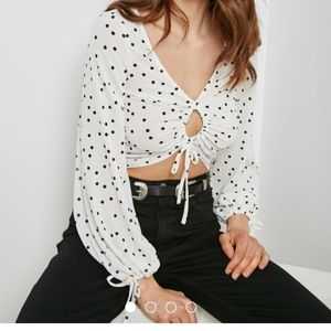 Topshop Polka Dot Ruched Top Size 10